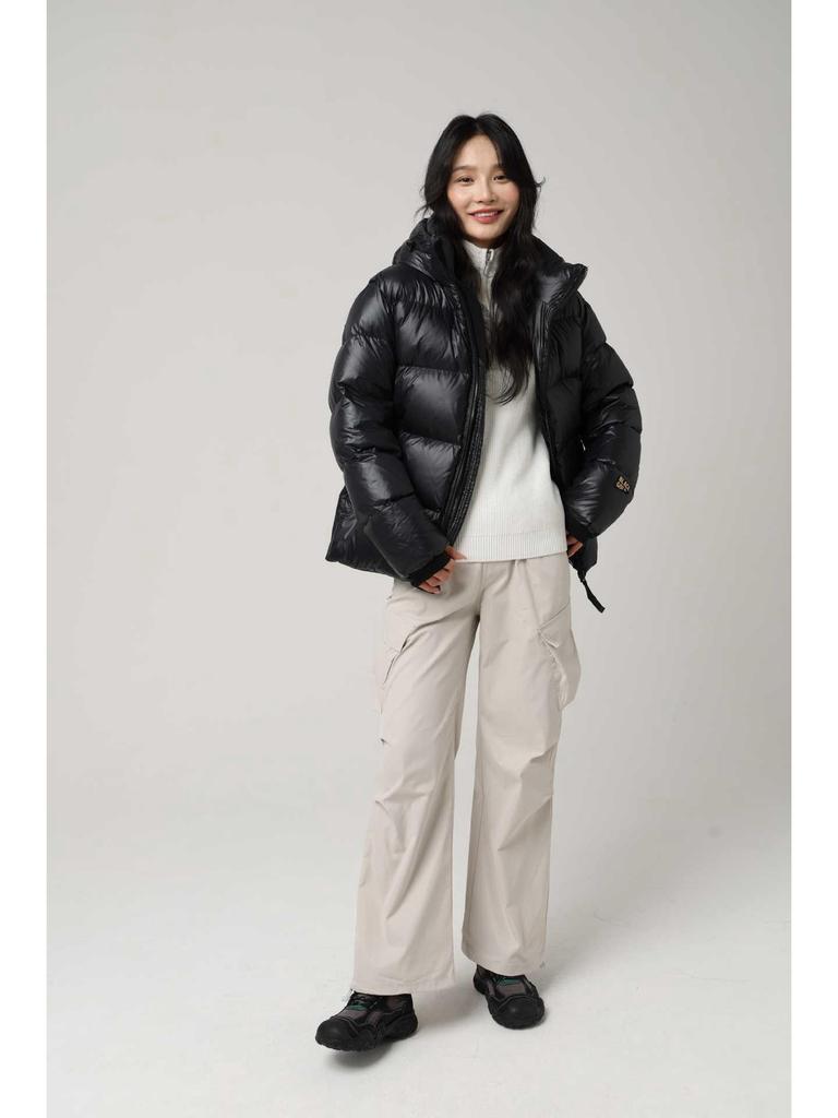 2025 Winter Schwarz Gold Weiße Entendaunen Kapuzen-Pufferjacke - Winddicht & Warm