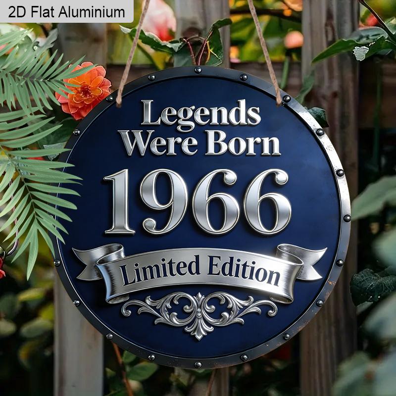 2D Flat Vintage 1966 Aluminum Sign, Legends Born 1966 60th Birthday Decor, Retro Wall Plaque for Home Bar Man Cave & Gifts