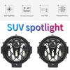 7 Inch Car LED Spotlight Angel Eyes Round DRL Headlight High Beam/Low Beam Auxiliary Work Light for Automobile SUV 4X4 Off Road Vehicle UTV