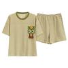2025 Women's Short-Sleeved Summer Pajamas with Chest Pads - Cute Cartoon Style