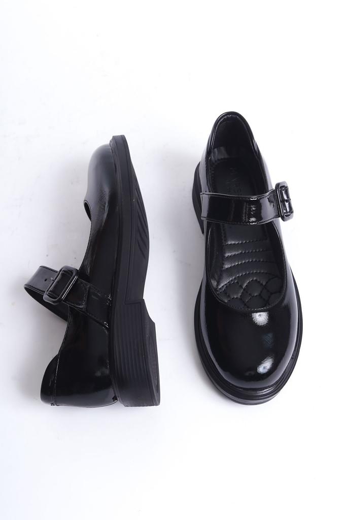 Women's Fashion Faux Leather Thick Heeled Loafer Marie Loafer Moccasin Casual Buckle Strap Casual Shoes