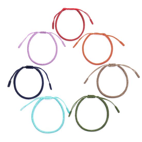 Unisex Bracelet Solid Color Handmade Rope Braided Lucky Bangle Jewelry for Party