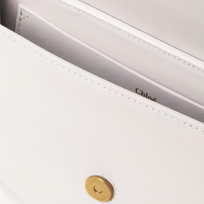 Chloe Marcie Snap Closure Half-Moon Shape Smooth Calfskin And Lambskin Flap Shoulder Crossbody Mini Bag Women Bags White CHC23-AP847K82-110