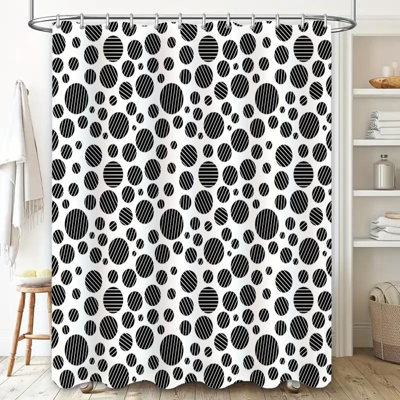 Black White Polka Dot Bath Curtain Decorative Shower Curtain Waterproof Polyester Fabric Home Textile Bathroom Decor 180x240cm M