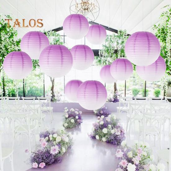 Paper Lantern Gradient Color Summer Party Wedding Lantern Decorative Light Indoor Outdoor Festive Atmosphere Decor