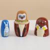 Wood Girls Russian Doll Smooth Wooden Stacking Dolls Penguin Animal Matryoshka Doll  Christmas
