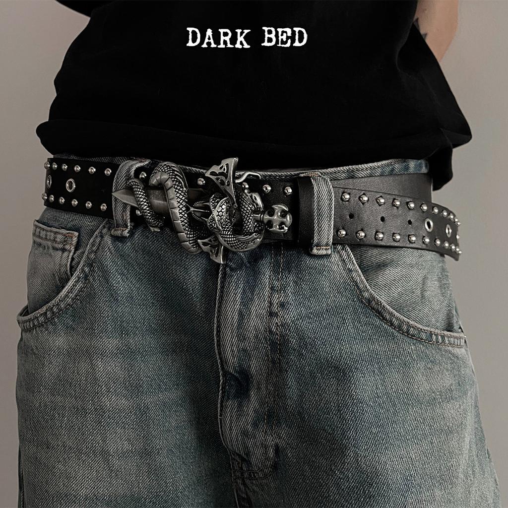 Fibbia Serpente Retro Borchie Usurate Punk Cintura in Pelle Uomo Donna Vintage Punk Rock Cintura per Jeans Fascia in Vita