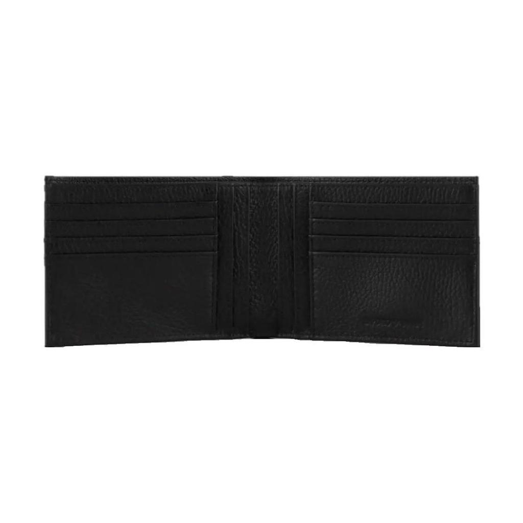 Emporio Armani Solid Color Double Fold Design Short Leather Wallet Men wallet Black Y4R166-Y068E-80001