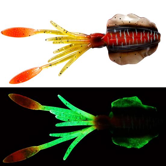 15CM/20G Fishing Soft Squid Lure Glow-in-the-Dark Colorful 3D Eyes Artificial Octopus Bait Sea