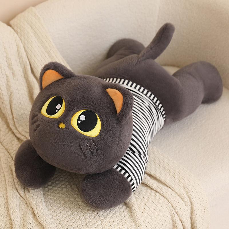 70cm Cute White/Black/Yellow Cat Plush Toy Doll Cuddly Pillow Cushion Ins Big Eyes Cat Plush Toy Doll for Boy Girl Brithday Gift