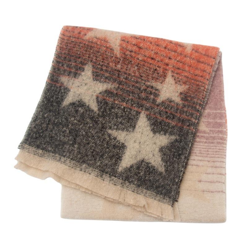 European and American Style Women's Fashion Autumn and Winter Warm Shawl Gradient Color Pashmina Jacquard Star Scarf