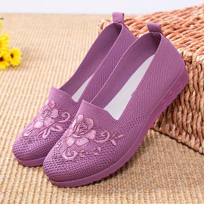 Neue bestickte Damen-Freizeitschuhe, flache, rutschfeste, atmungsaktive Netz-Freizeitschuhe