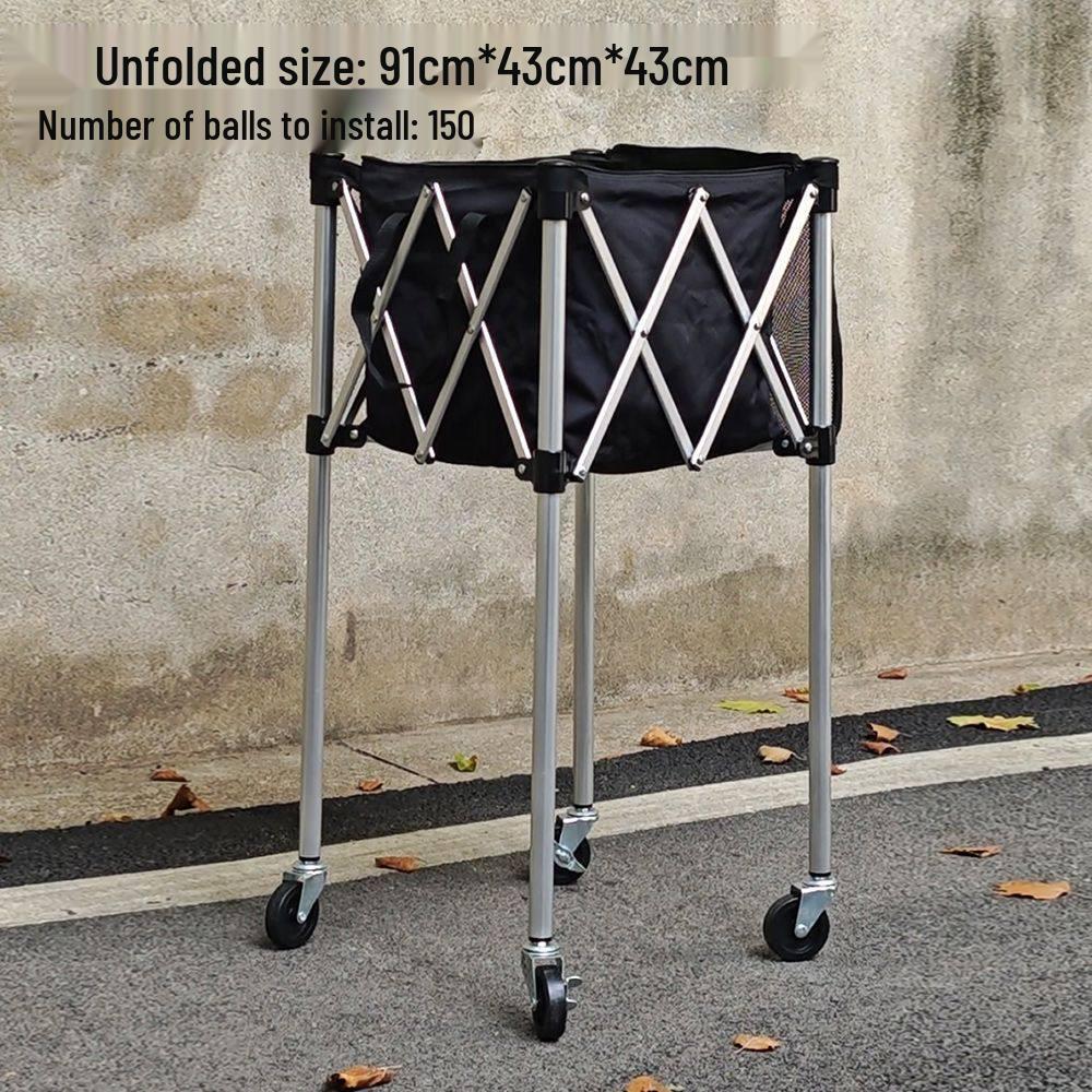 Aluminum Alloy Folding Tennis Trolley with Double Wishbones - Large Capacity Multi-Ball Cart