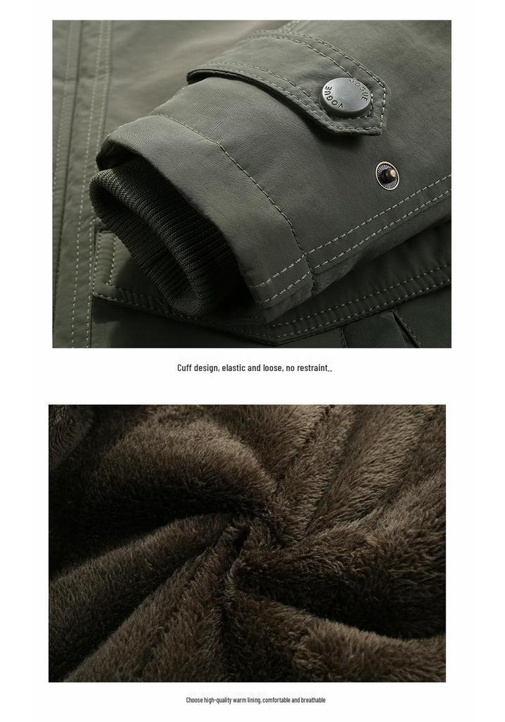 2025 Autumn/Winter Men's Retro Style Thickened Cotton Windbreaker Jacket