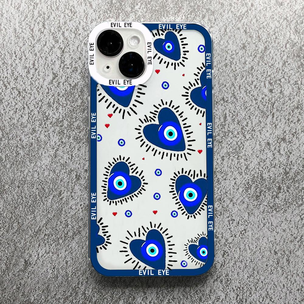 Lucky Eye Blue Evil Eye Print Phone Case For iPhone 14 12 13 11 Pro Max XR X XS MAX 13Pro 7 8 Plus Cover Clear Shockproof Fundas