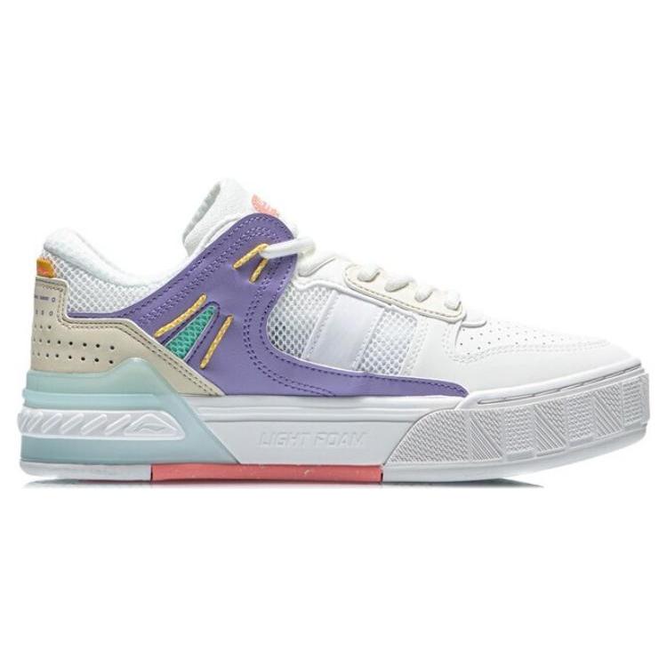 Li Ning Morning Glow Skateboard Shoes Women's Low top Snow/Light Lotus Purple AGCR192-3