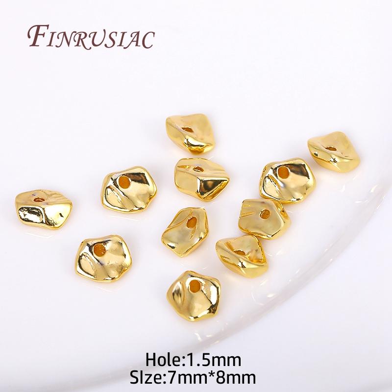 2 Sizes 18K Gold Plated Irregular Spacer Beads,High Quality Metal Beads For Bracelets Beading Beads DIY Jewelry Making Findings