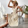 Women's Summer Sleeveless V-Neck Ruffle A-Line Midi Dress