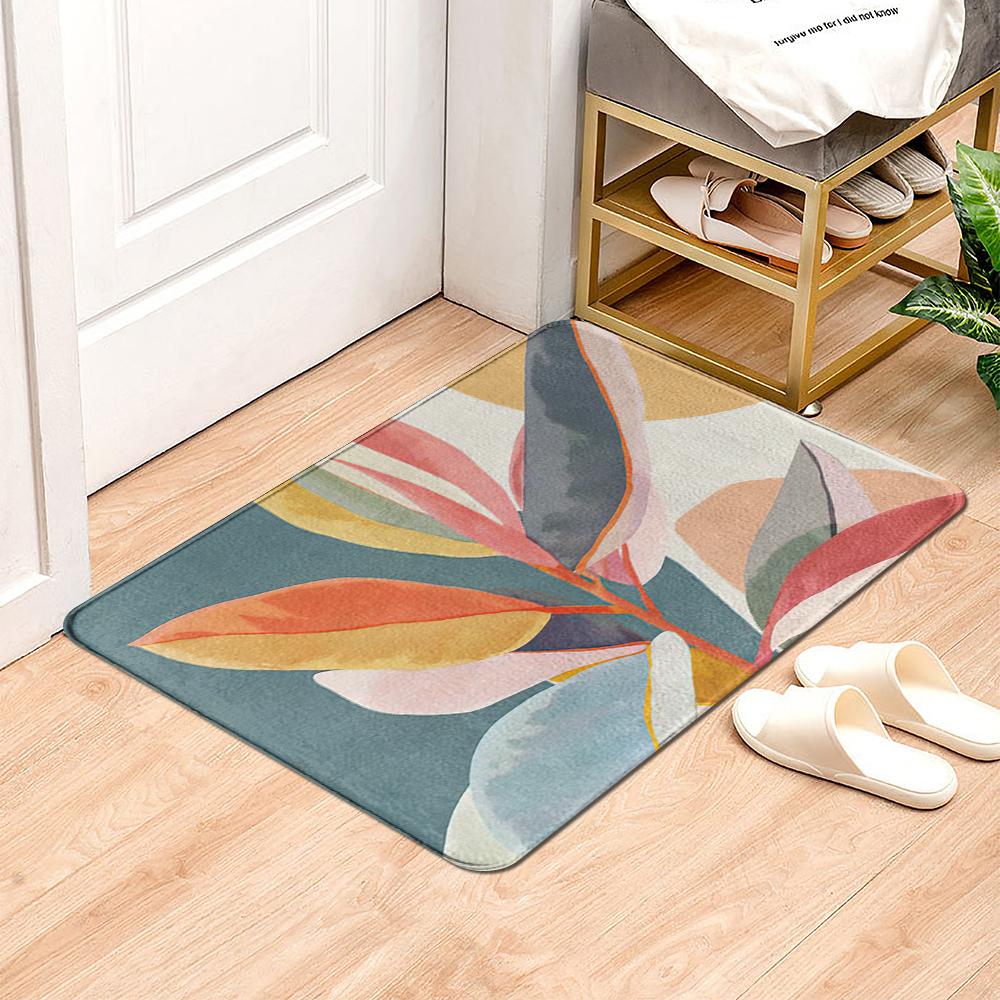 Green Plant Rainforest Leaf Carpet Living Room Carpet Hallway Balcony Doormat Kitchen Bathroom Non-slip Floor Mat Bedroom Rug