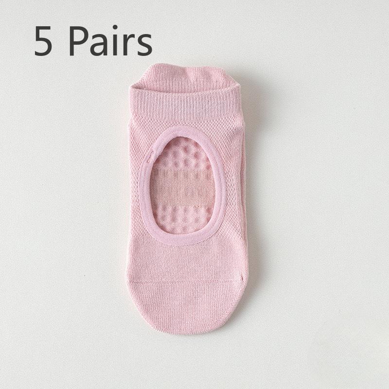 5 Pairs Cotton Silicone Non-slip Yoga Socks Boneless One-piece Mechanism Backless Mesh Short Socks Indoor Anti-odour Sports Socks