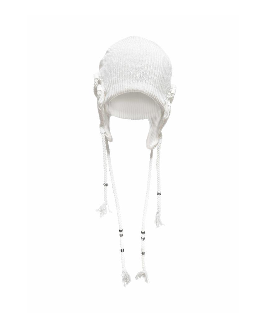 Jeongdo Earflap Drag Beanie . White