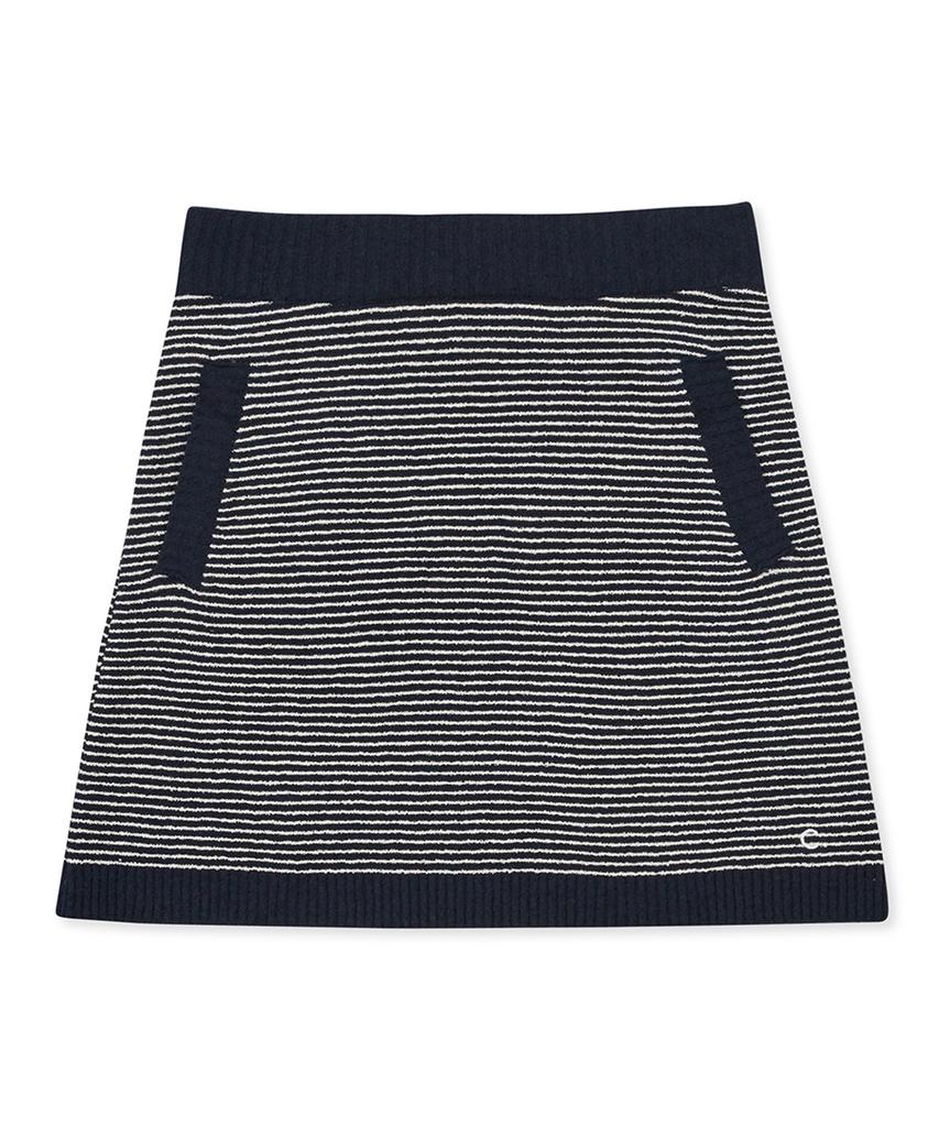 Clove [24Ss Clove] Fluffy Boucle Stripe Skirt (Navy)