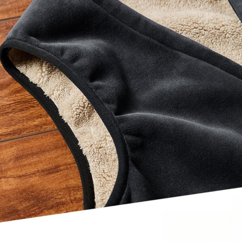 Middle-aged and Elderly Men's Thickened Fleece Winter Warm Vest for Dad, Large Size Lamb Wool Vest