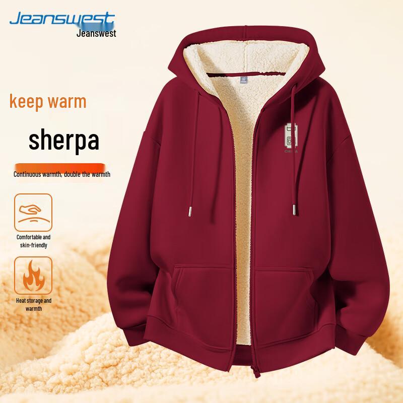 

JEANSWEST Men s 2025 New Thick Warm Sherpa Lined Pullover Sweatshirt 4XL