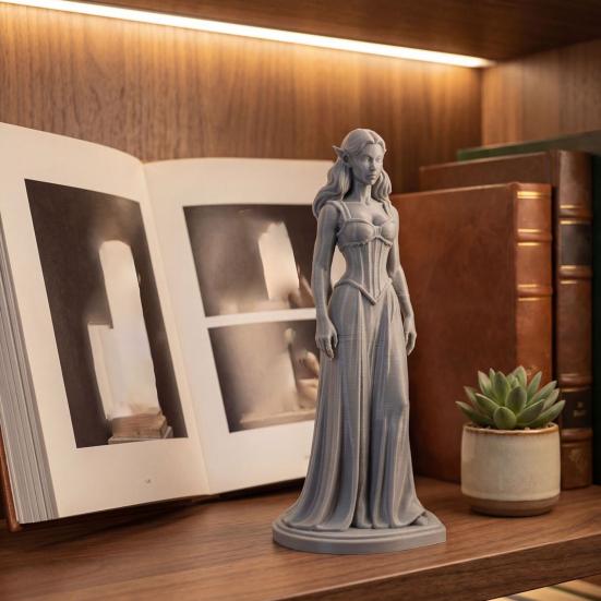 3D-gedruckte Zauberin Figur Schnitzerei Elfenohren Frauen Statue Skulptur Heim Büro Bücherregal Schreibtisch Dekoration Ornament