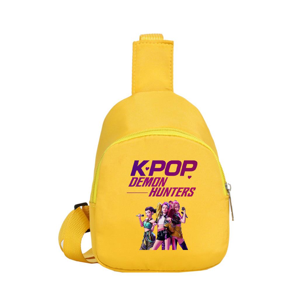 Anime Cartoon K-Pop Demon Hunters Printed Kawaii Chest Pack for Boy Girl Shoulder Bag Student Portable Crossbody Pouch Kid Gift
