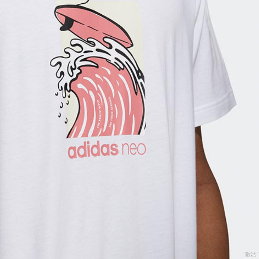 Adidas Neo T Shirts Men's White Crew Neck Moderate Straight Fit GS2581