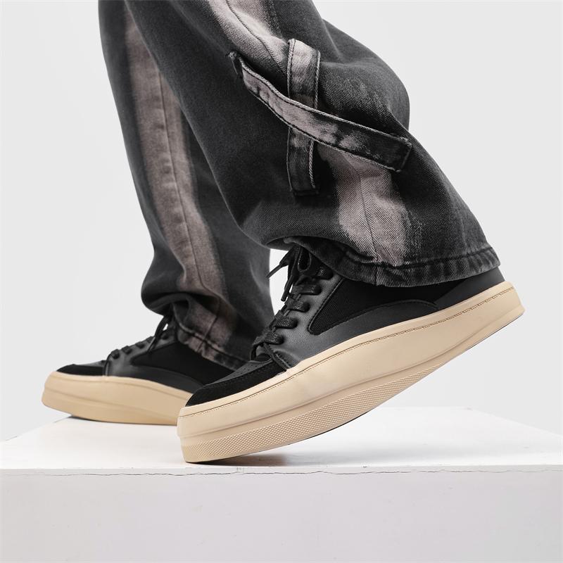 Youth Fashion Single Shoes Tenis Baixo Mens Sport Shoes Spring Design Thick Bottom Trendy Brand Casual Bread Office White Shoes