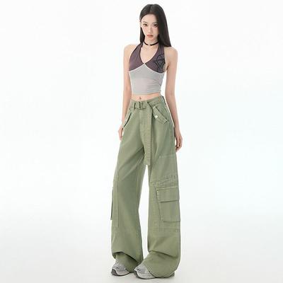 High Street Wide-legged Working Jeans for Women Updated Comfortable Fit High-Waist Slim Design Straight-Lead Smoothing Pants