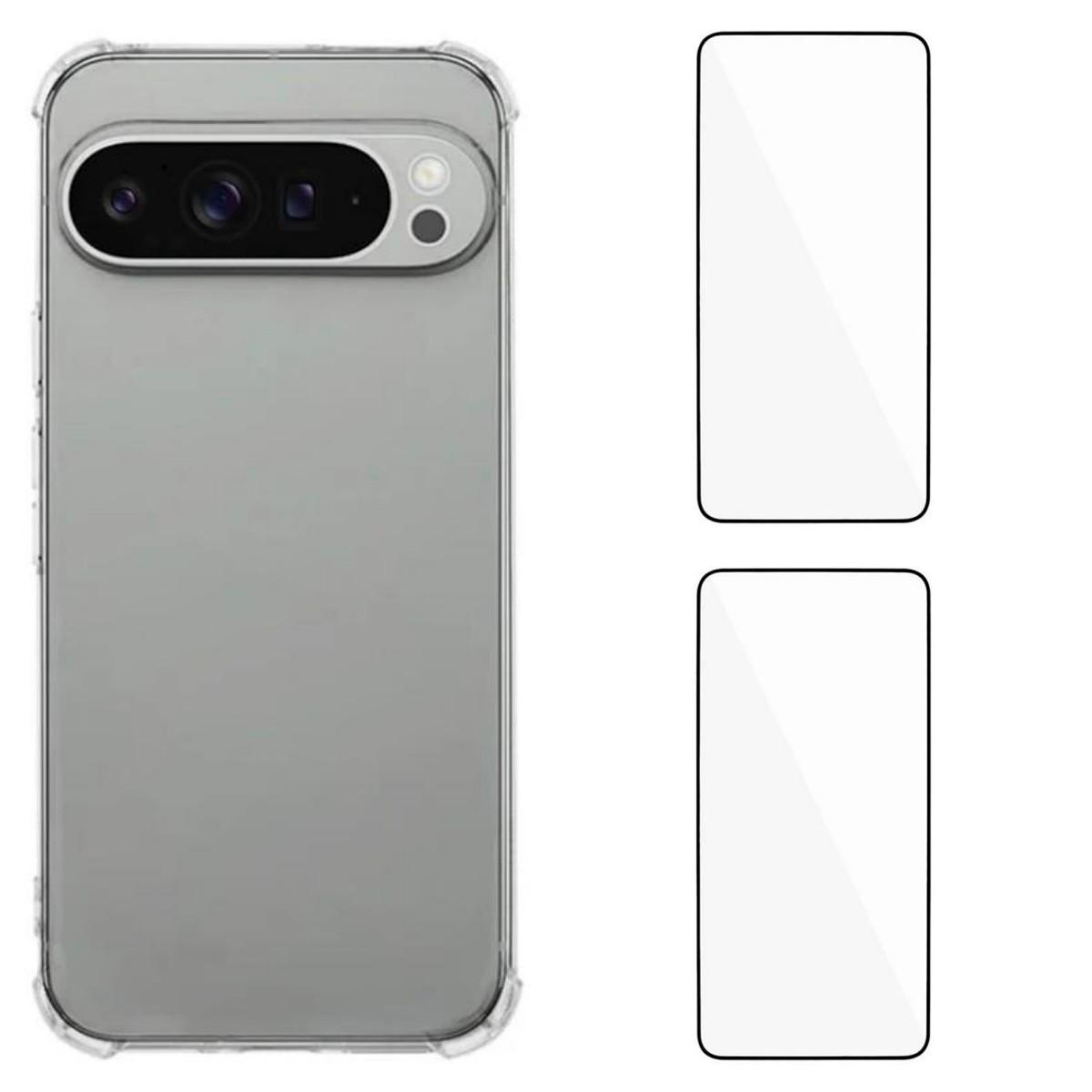 

Для Google Pixel 9 Pro XL TPU чехол WANLONFENG WL3 Серии 1,5 мм Чехол для телефона с 2 шт. Защитных стекол Transparent