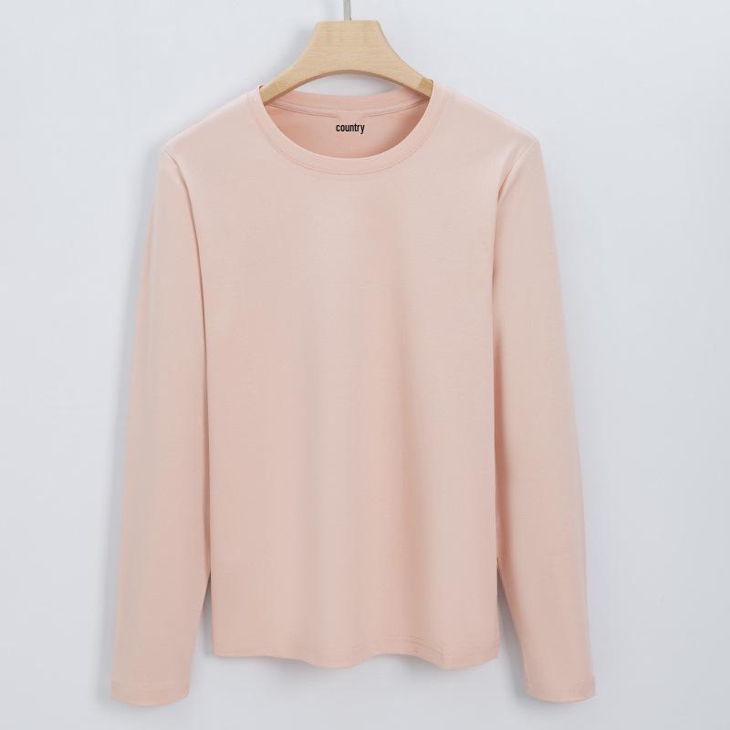 

Женская белая футболка с длинным рукавом и круглым вырезом - Высококачественный мерсеризованный хлопок, 190 г, Двусторонняя, Идеально подходит для осени. S