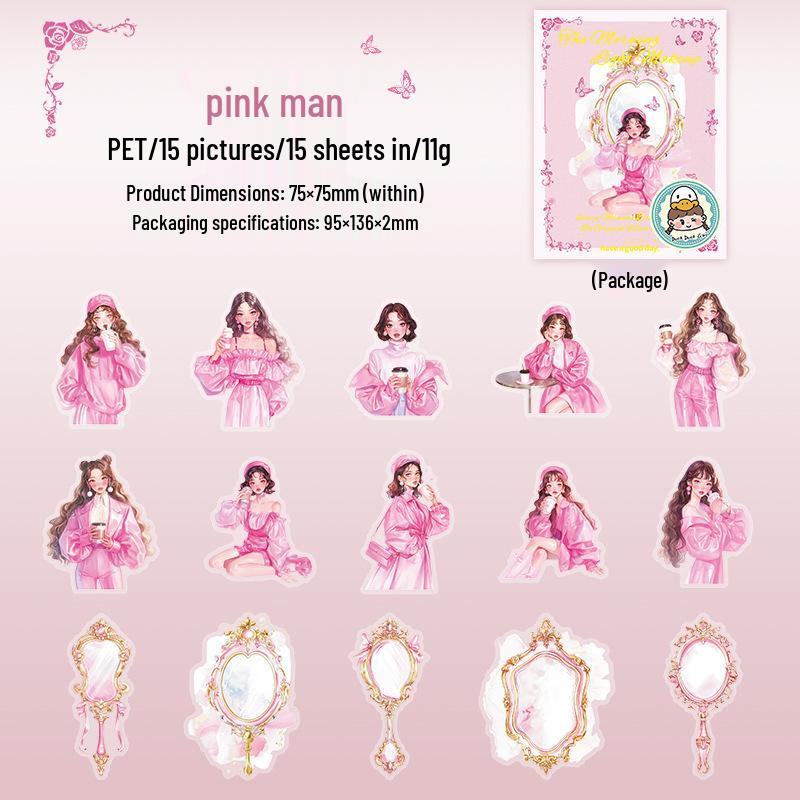 Beautiful Day Character Collage PET Sticker Pack - Dawn Light Makeup Series (15 Sheets) - Beautiful Girls Base Stickers