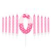 11pcs Pink Bow Number 0-9 Birthday Candles, Cat Cartoon Birthday Decorations for Girls, Wedding Anniversary Party Supplies