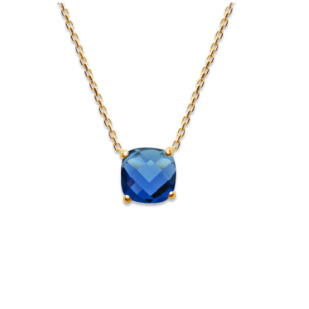 Les Trésors De Lily [Q4694] - Gold Plated Necklace 'Sissi' Blue Sapphire Gold - 45 Cm 8 Mm
