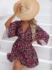 European & American Women's Summer 2023 Bestseller: Printed V-neck Dress with Three-quarter Sleeves