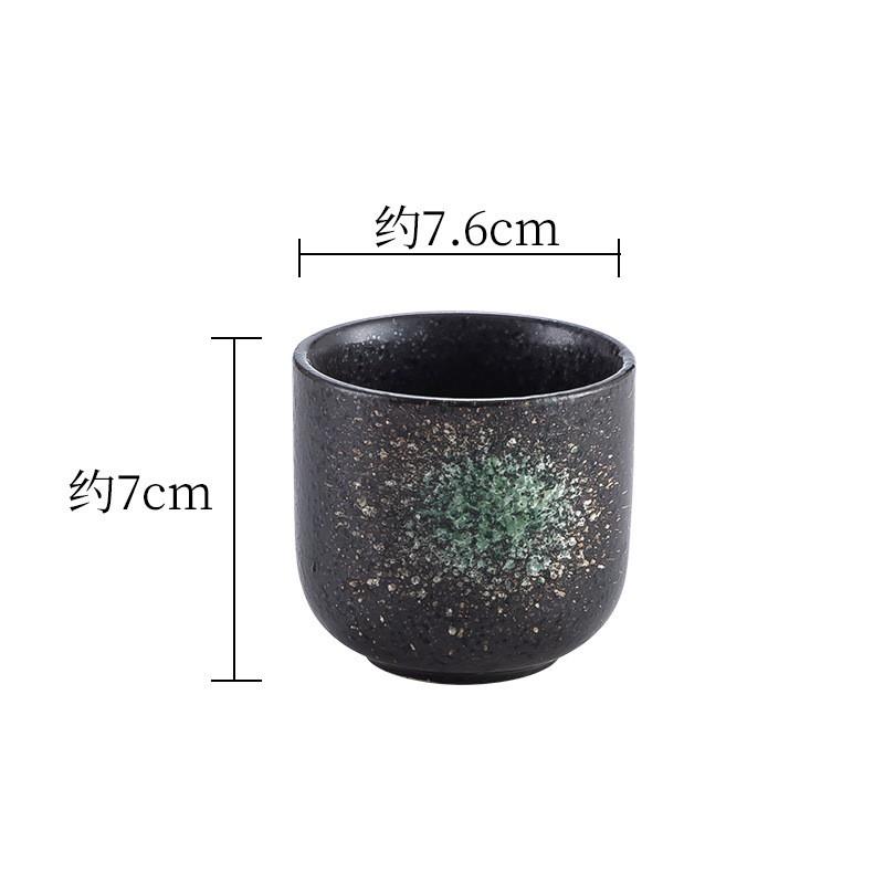 Japanese Style Ceramic Tea Cup Retro Stoneware Coffee Mug Stackable Handmade 200ml Round Single-Layer