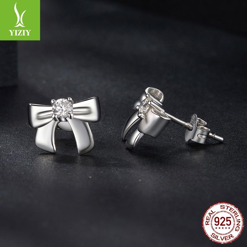 Bow Moissanite Stud Earrings 925 Sterling Silver Mozzarella Diamonds Exquisite Small Earrings Source Spot