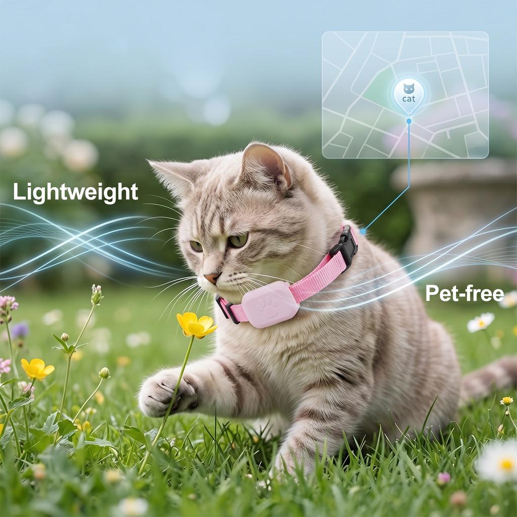 Waterproof Real Time GPS Pet Tracker Collar Global Anti Lost Locator Movement Alert Works with Apple Find App Cat Dog