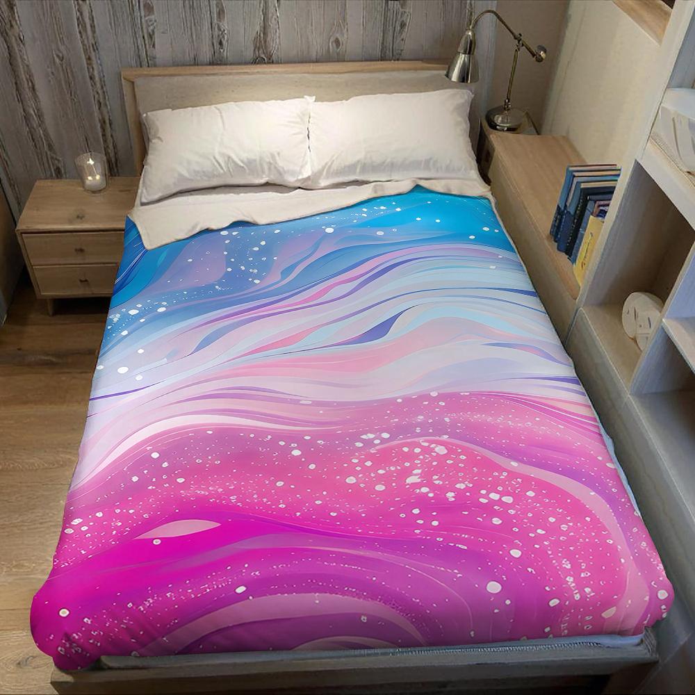 Blue - Pink Wave Flow Flannel Blanket Warm Soft Halloween Christmas Couch Warm Cozy Decorative Decor Gift for All Season