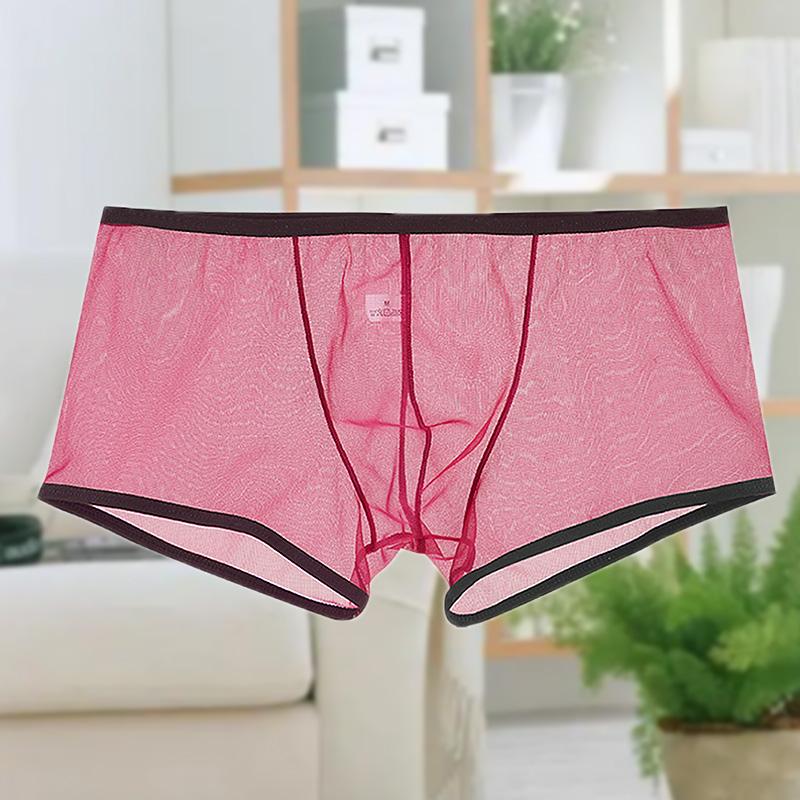Cuecas masculinas transparentes ultrafinas, cuecas boxer transparentes de cintura baixa, cuecas sexy de secagem rápida para homens, malha