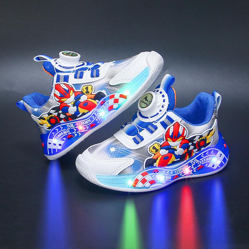 Barnskor i läder med ljus - Halkfria, Andningsbart mesh, Perfekta för höstlöpningar