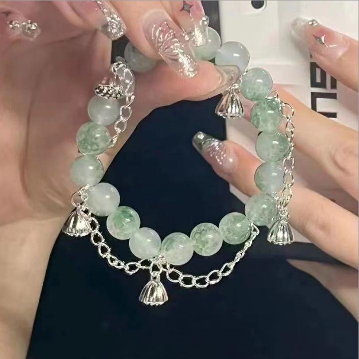 Clear Lotus Beaded Bracelet: Chinese Style Light Luxury Versatile Jewelry for Women