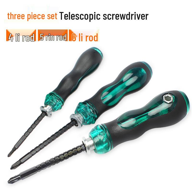 Phillips & Flathead Dual-Use Retractable Ratchet Screwdriver Set with Torx and Double-Headed Design