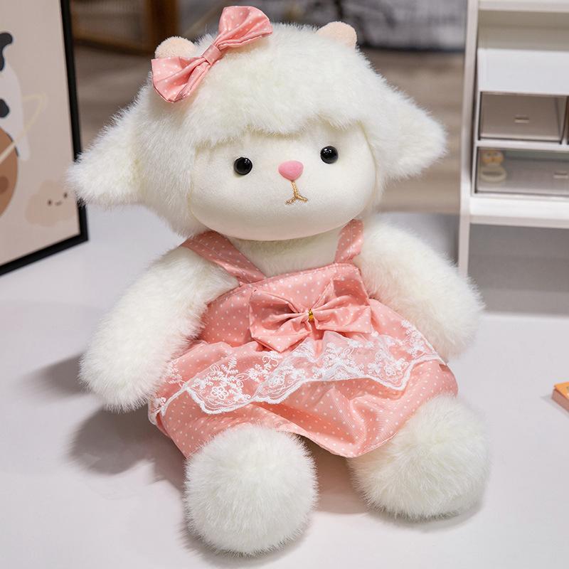 

Милая юбка с цветочным принтом, плюшевая игрушка-ягненок, успокаивающий сон ягненок, детская кукла, детский подарок 40cm