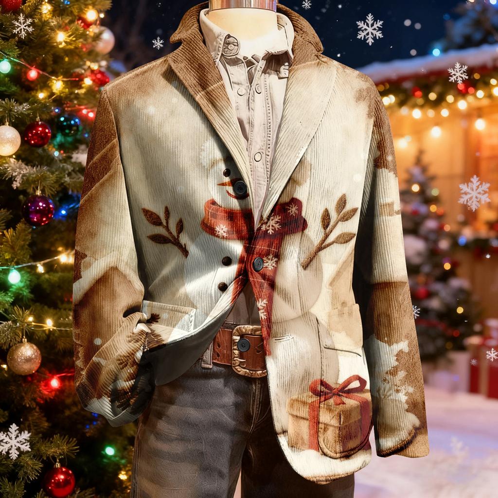 Herren Hässlicher Weihnachten Kord Warmtaschen Anzugjacke Strickjacke Herren Freizeitanzug