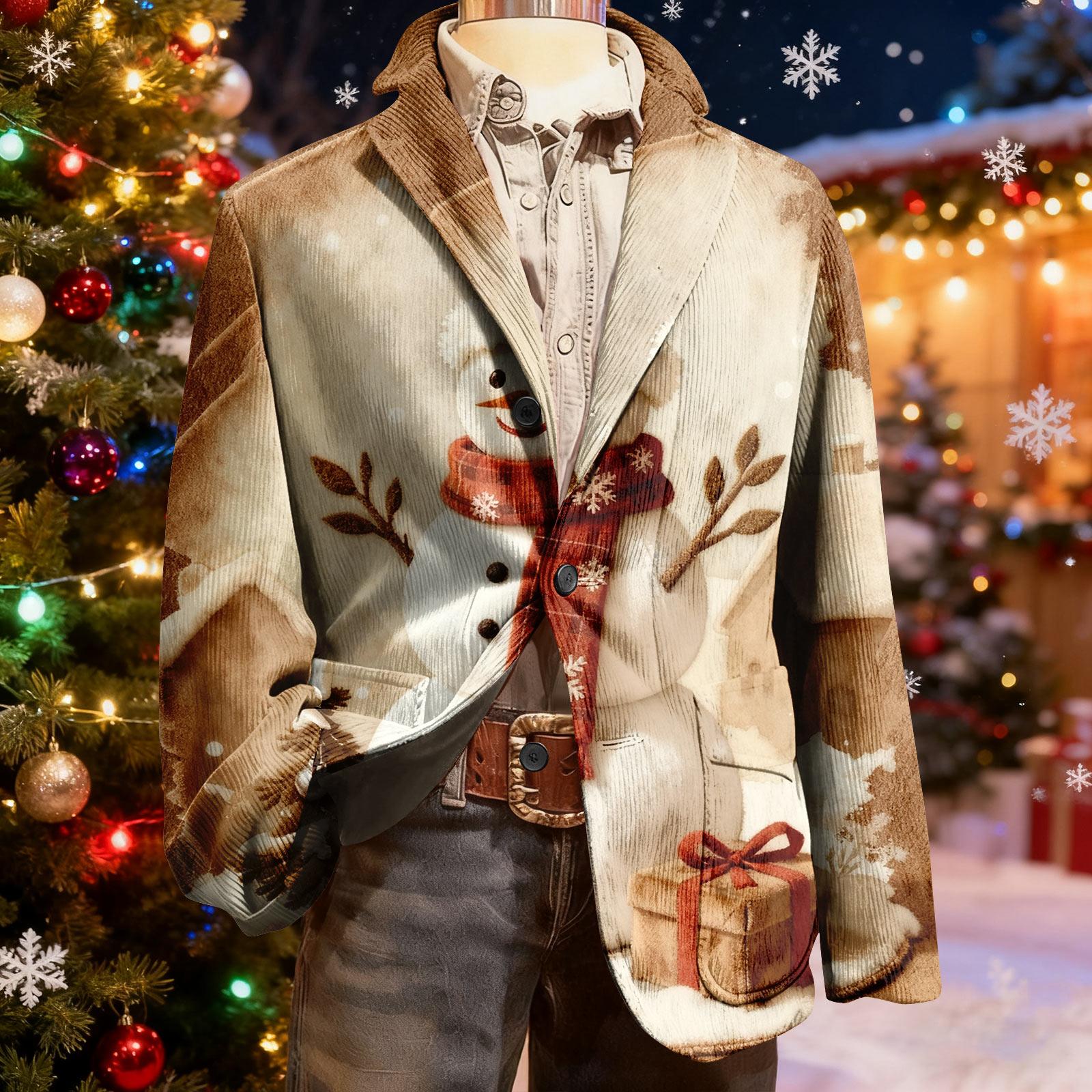 

Мужской уродливый рождественский вельветовый теплый карманный пиджак-кардиган, мужской повседневный костюм S хаки